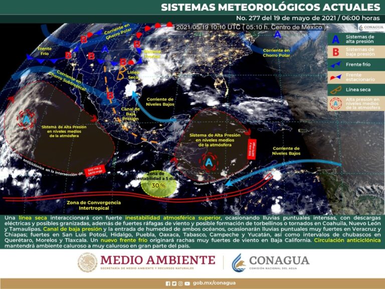 Lluvias intensas con descargas eléctricas y granizadas, además de posibles torbellinos o tornados en Coahuila