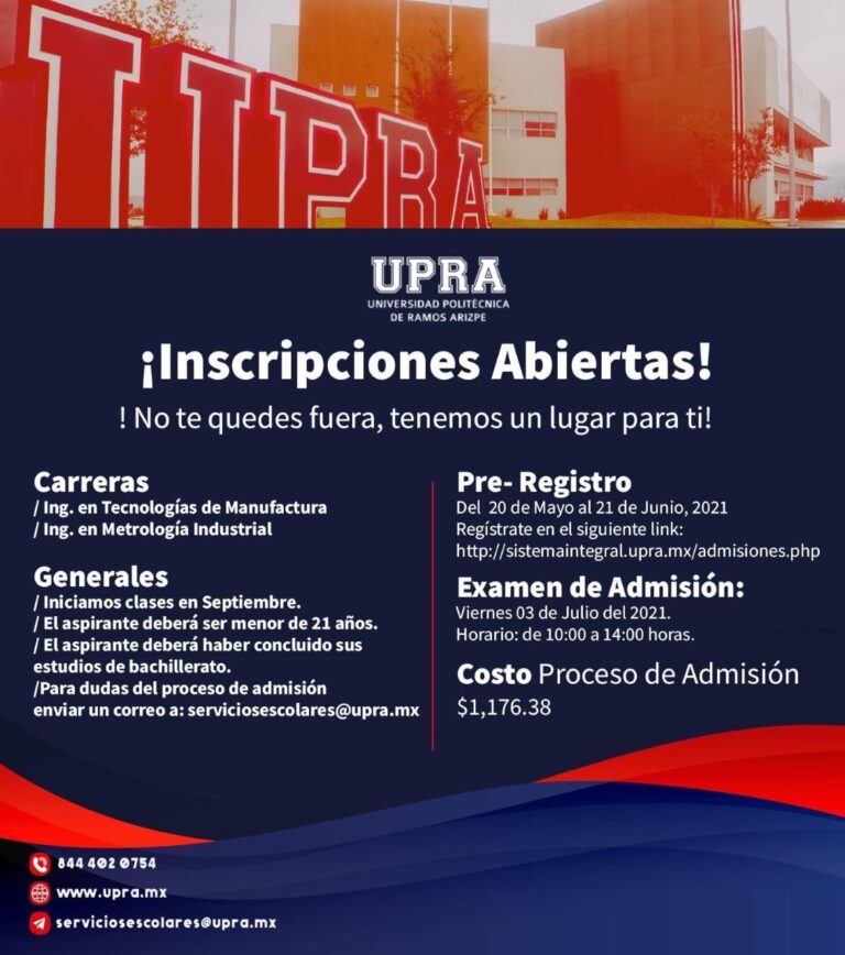 UPRA abre proceso de inscripción para iniciar clases en septiembre 