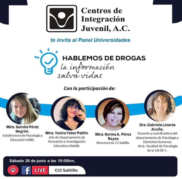 Realizará CIJ panel de universidades por Día Mundial de la Lucha contra el Uso Indebido y Tráfico de Drogas 