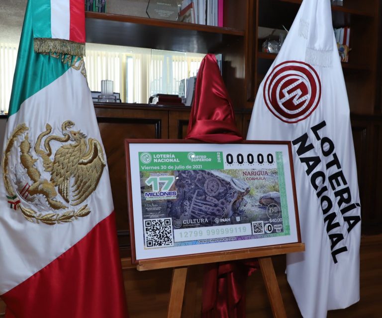 Riqueza arqueológica de Coahuila queda plasmada en billete de la Lotería Nacional