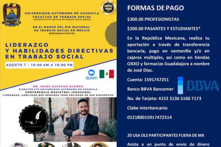 Invita UA de C al seminario digital “Liderazgo y Habilidades Directivas en Trabajo Social”