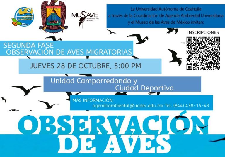 Agenda Ambiental Universitaria de la UA de C invita a la segunda fase de Observación de Aves