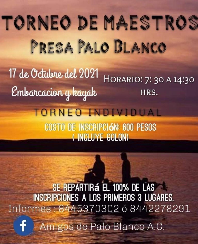 Todo listo para el torneo ‘Master’ de pesca deportiva en la presa Palo Blanco