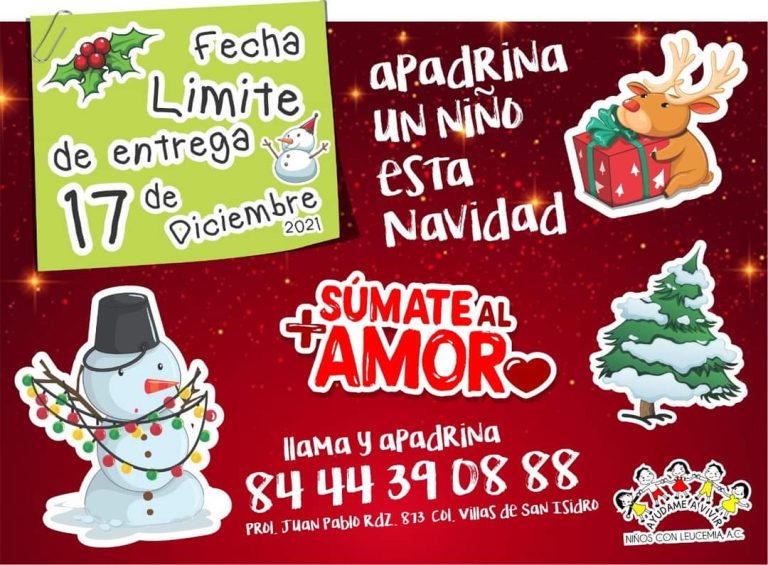 Inicia Niños con Leucemia campaña “Apadrina a un niño en esta Navidad”