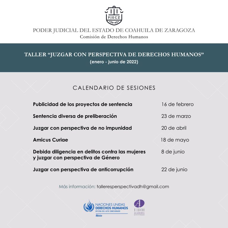 Invita AIDH-UA de C al taller “Juzgar con Perspectiva de Derechos Humanos”