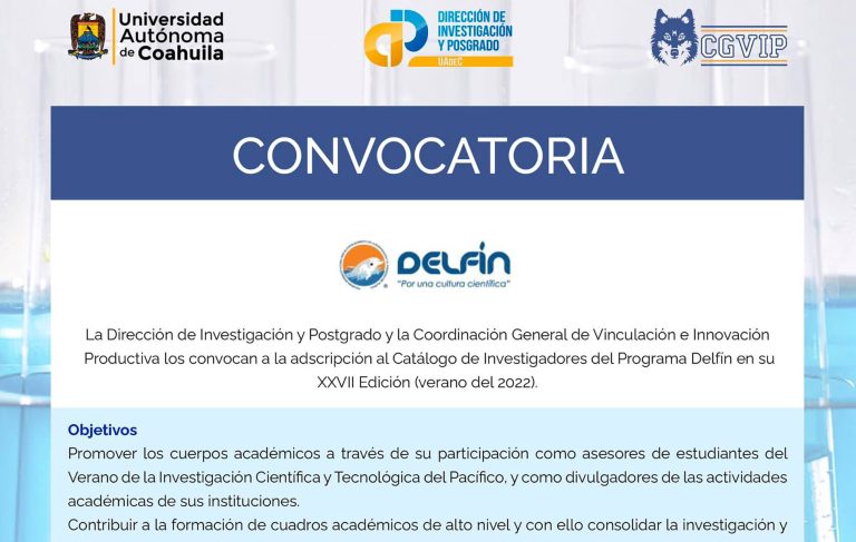 UA de C convoca a sus profesores-investigadores a participar en el Programa Delfín en su Edición XXVII