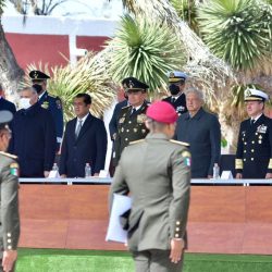Encabezan AMLO y MARS ceremonia por el aniversario del ejército mexicano, en ex hacienda de Guadalupe