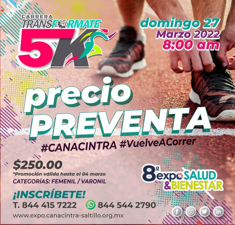 Invita CANACINTRA a segunda edición de la carrera Transfórmate 5K