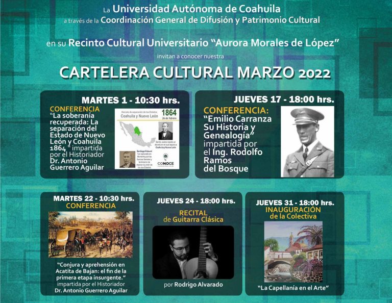 Disfruta en la UA de C las diversas actividades culturales durante el mes de marzo