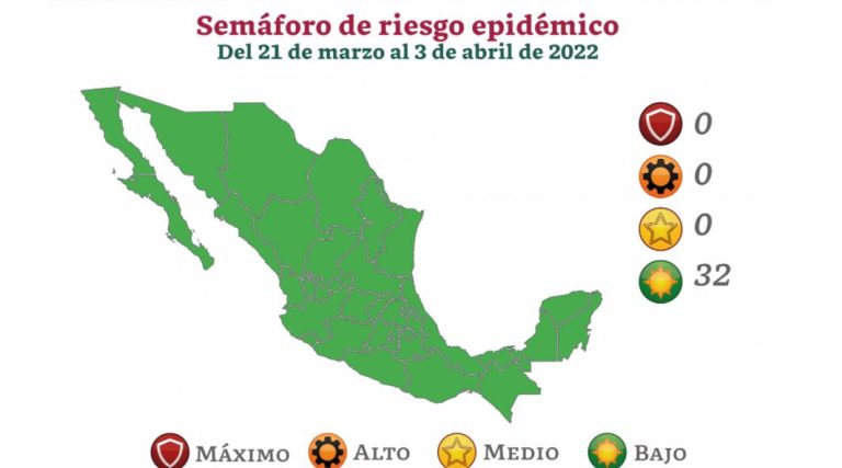 ¡Todo México es verde! Las 32 entidades del país pasarán a ese color en el semáforo Covid partir del lunes