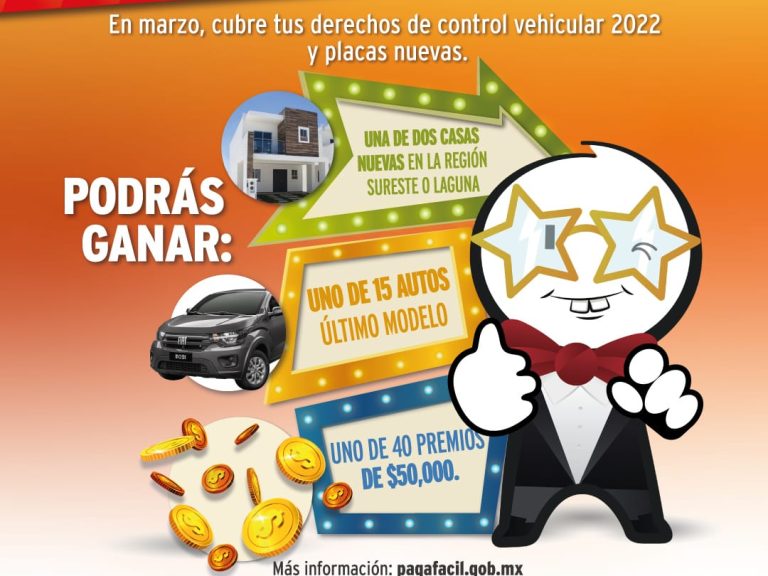 Últimos días para participar por increíbles sorpresas al pagar tu control vehicular en Coahuila