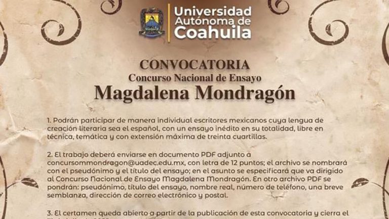 Invita UA de C a escritores mexicanos a participar en el Concurso Nacional de Ensayo “Magdalena Mondragón”