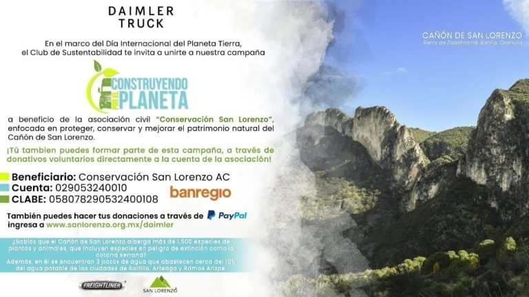 Mantiene Daimler Truck Saltillo campaña de procuración de fondos en favor de Cañón de San Lorenzo