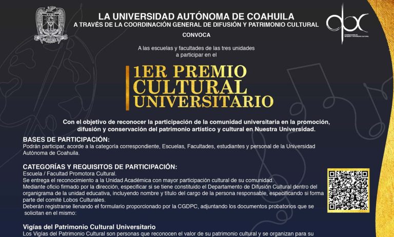 Postúlate en la primera edición del Premio Cultural Universitario de la UA de C