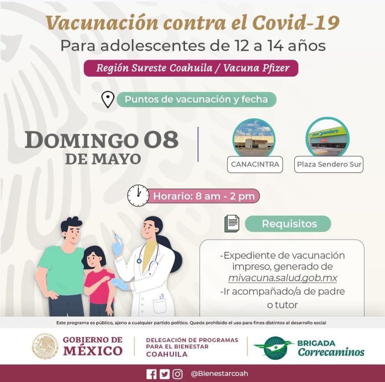 Este domingo seguirá vacunación anticovid para adolescentes de 12 a 14 años