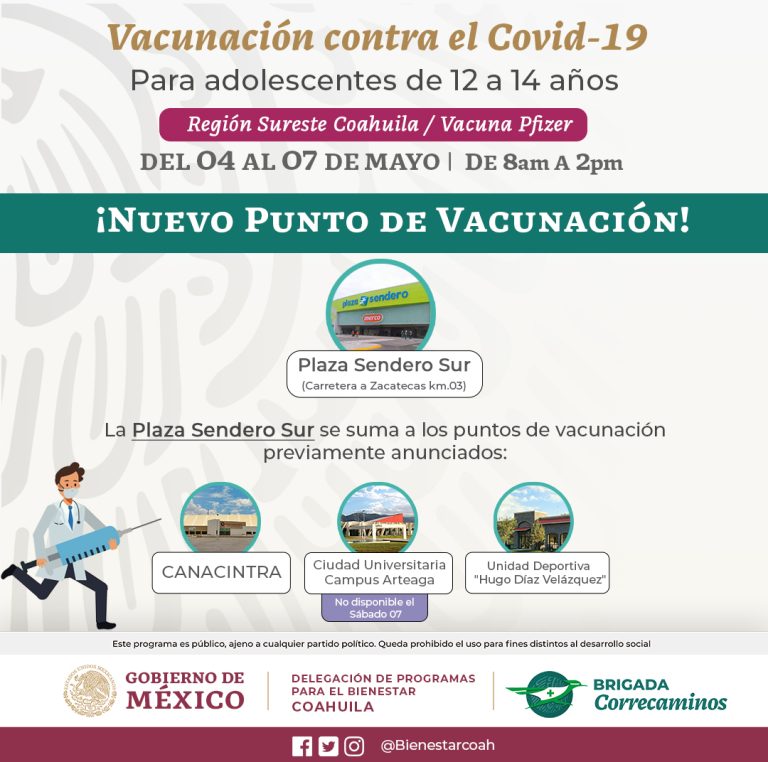 A partir de este jueves, habilitarán vacunación antiCovid en Plaza Sendero Sur para adolescentes mayores de 12 años 