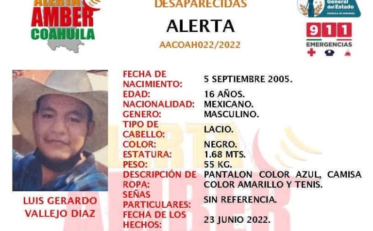 Autoridades reportan desaparición de menor en Ramos Arizpe