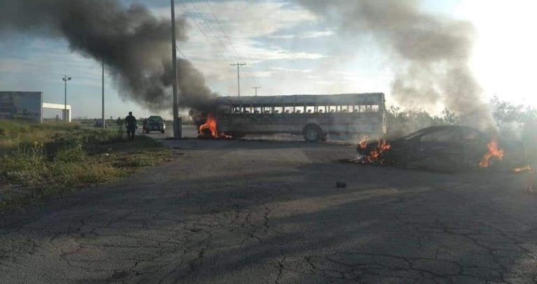 Reportan balaceras, bloqueos y quema de vehículos en Matamoros