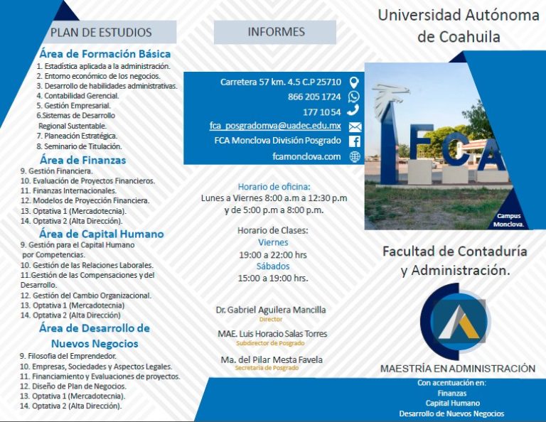 Profesionalízate en la UA de C con las maestrías que ofrece la Facultad de Contaduría y Administración de Monclova