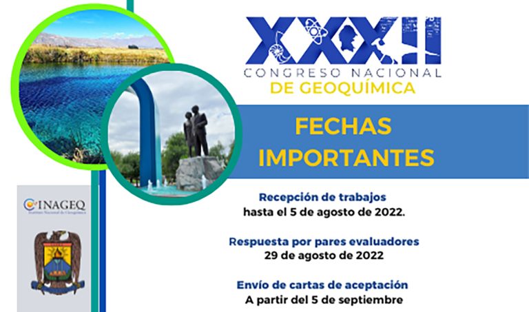 Convoca UA de C a participar en el XXXII Congreso Nacional de Geoquímica-INAGEQ 2022