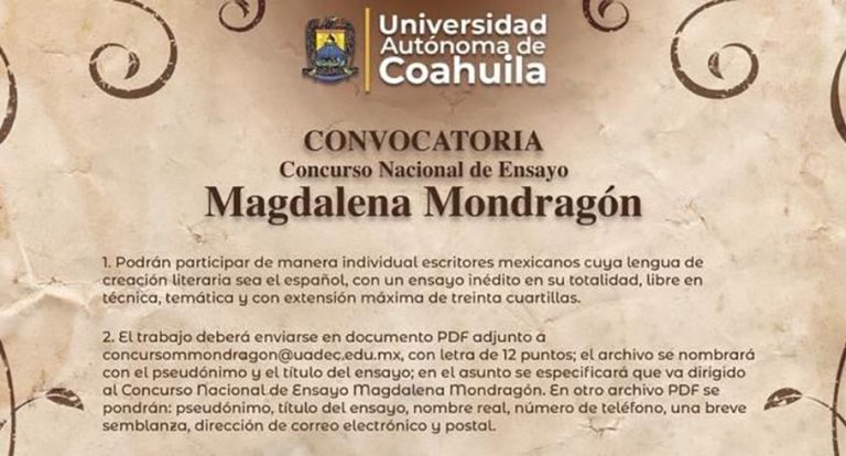 Invita UA de C al Concurso Nacional de Ensayo “Magdalena Mondragón”