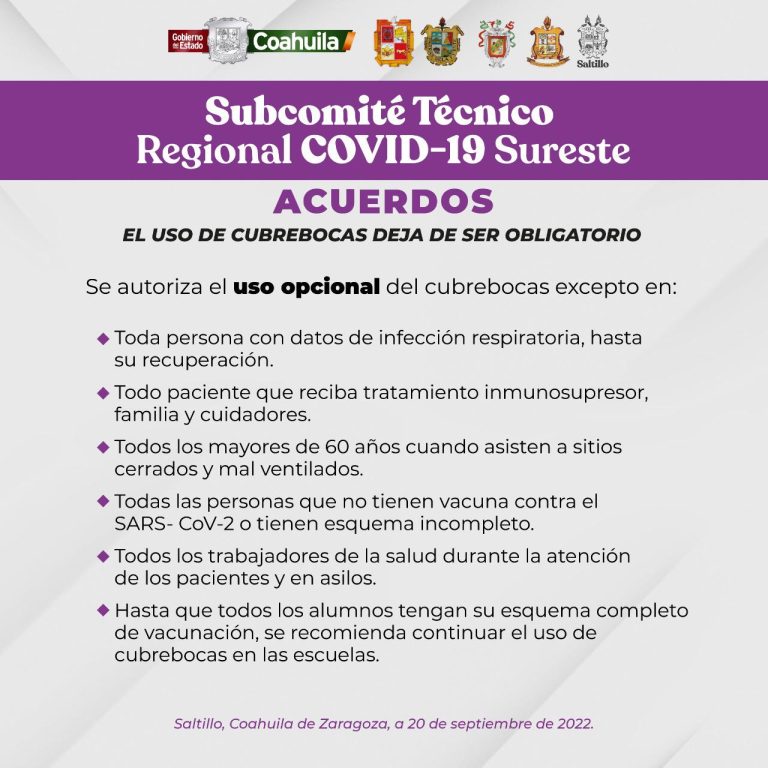 Se suman Saltillo, Ramos y Arteaga a uso opcional de cubrebocas