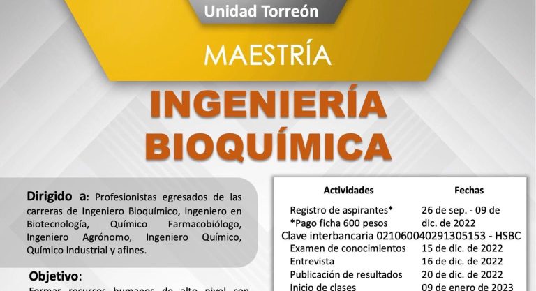 Cursa en la UA de C la Maestría en Ingeniería Bioquímica