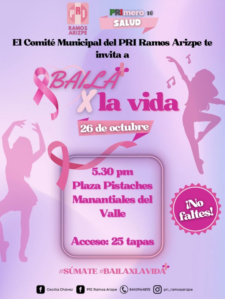 PRI Ramos Arizpe invita a “Bailar x la Vida” a beneficio de las personas que padecen cáncer 