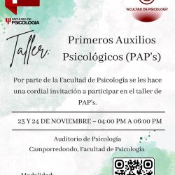 Convoca Facultad de Psicología US a participar del Taller Primeros Auxilios Psicológicos