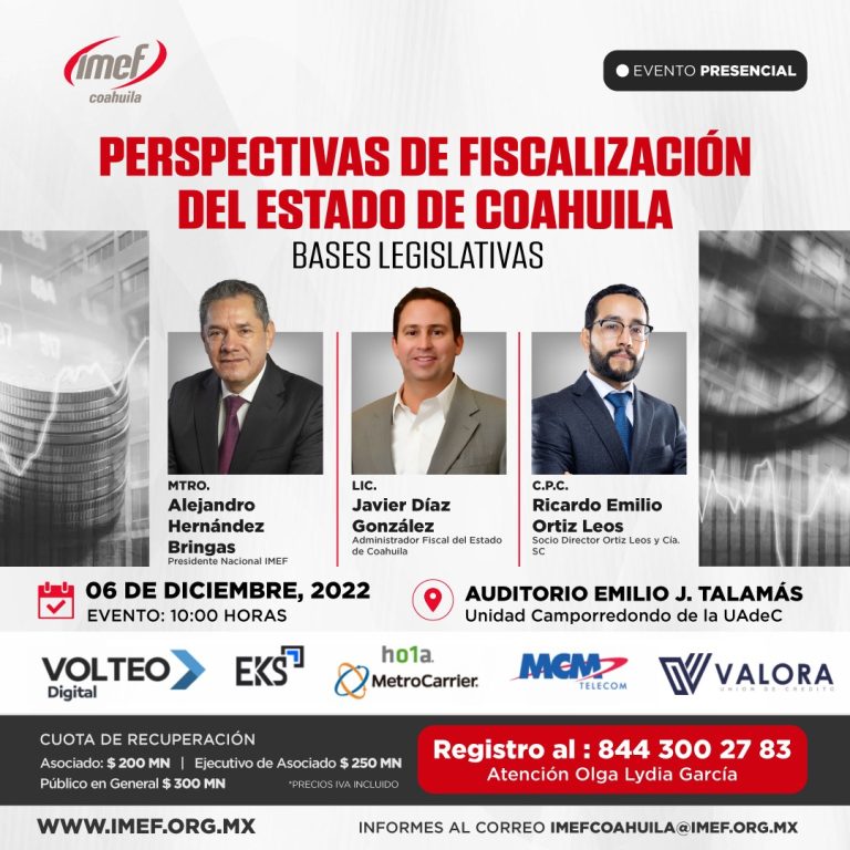 Realizará IMEF foro “Perspectivas de Fiscalización del Estado de Coahuila”