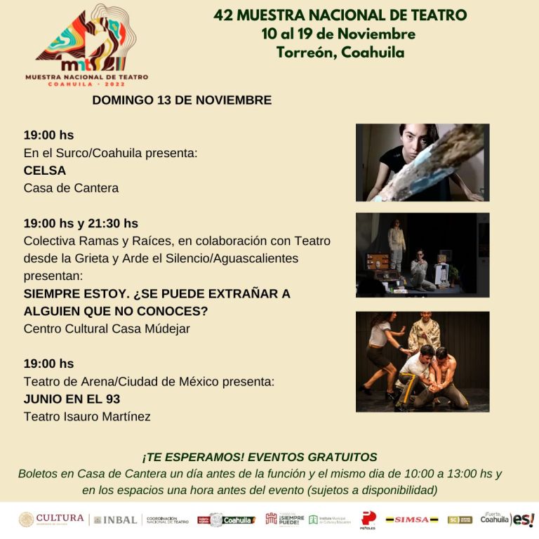 Cultura Coahuila promueve qué ver estos días en la Muestra Nacional de Teatro