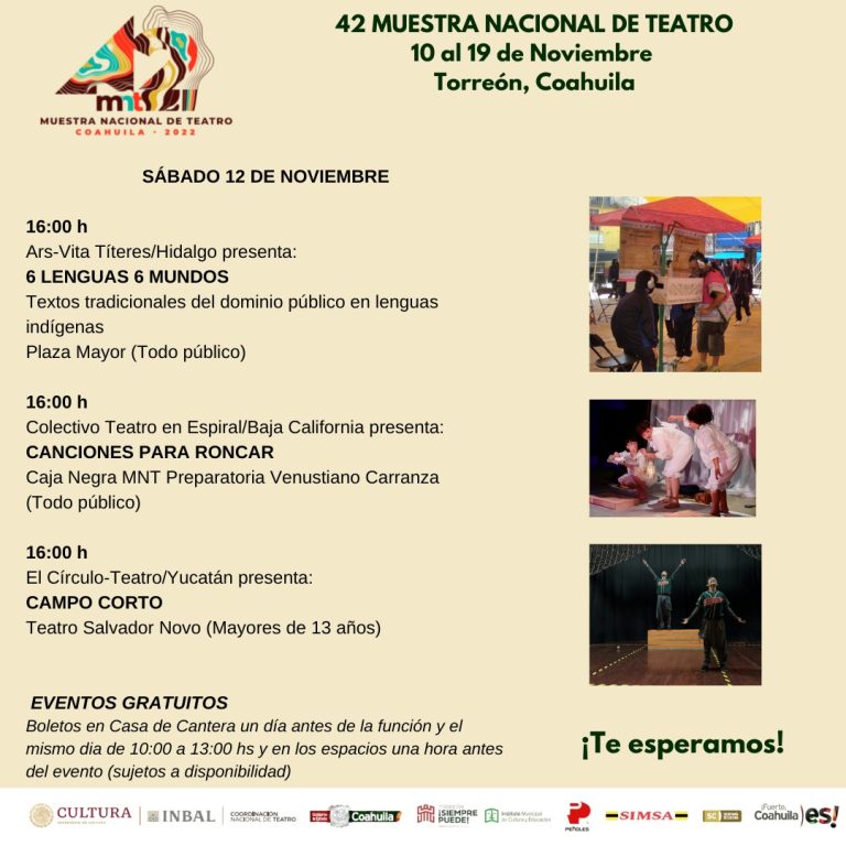 En Torreón, se vive el teatro con la 42 Muestra Nacional de Teatro