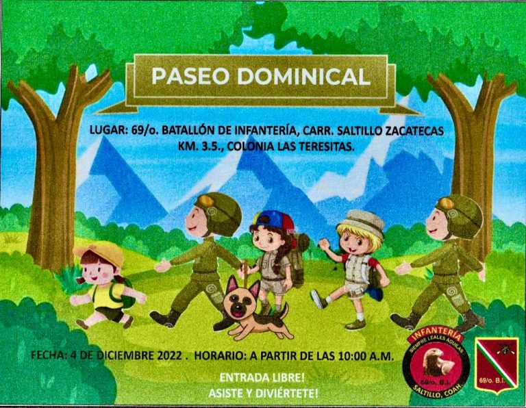Invitan a Paseo Dominical en instalaciones del 69 Batallón de Infantería 