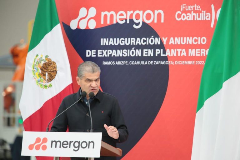 Inaugura Miguel Riquelme planta Mergon, en Ramos Arizpe