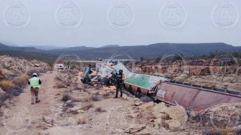 Se descarrila tren en Ramos Arizpe; un migrante resulta herido