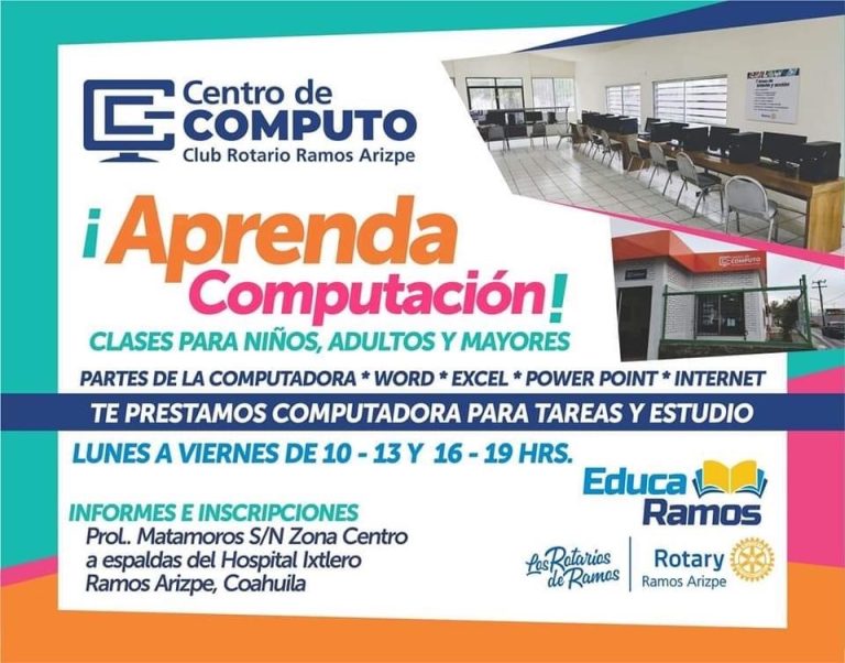 Club Rotario de Ramos Arizpe convoca a participar en cursos de computación