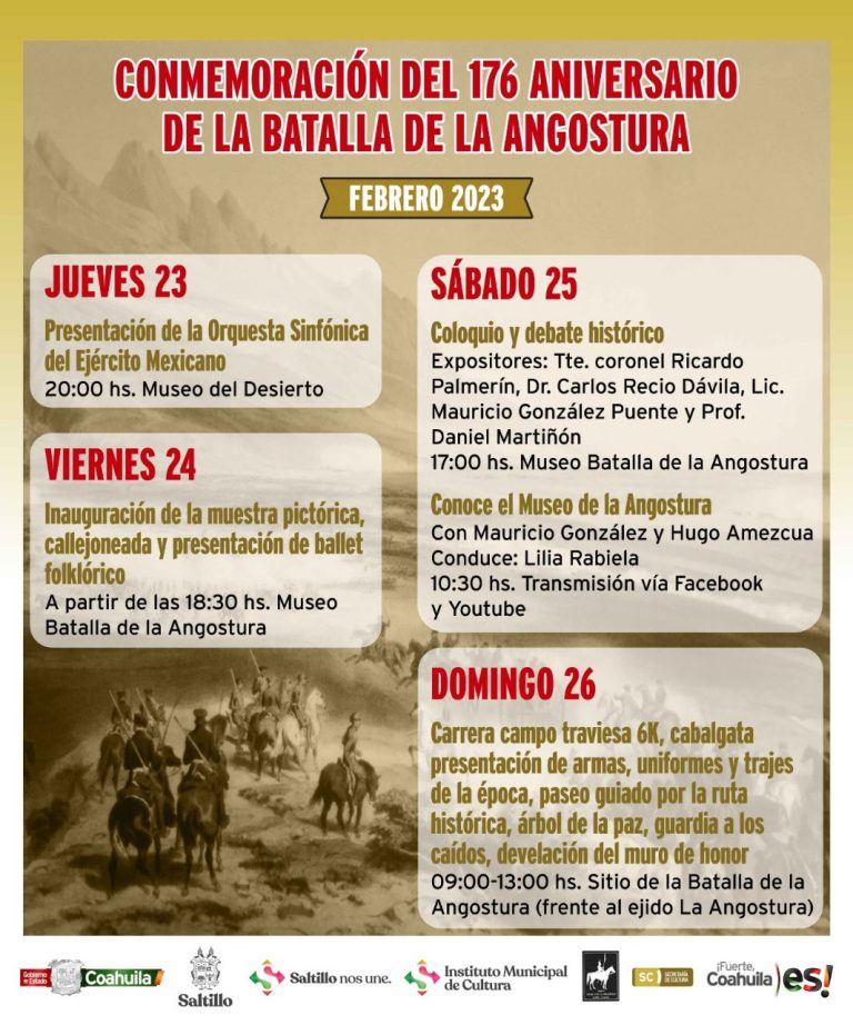 Con diversas actividades, conmemorará Coahuila el 176 aniversario de la Batalla de la Angostura