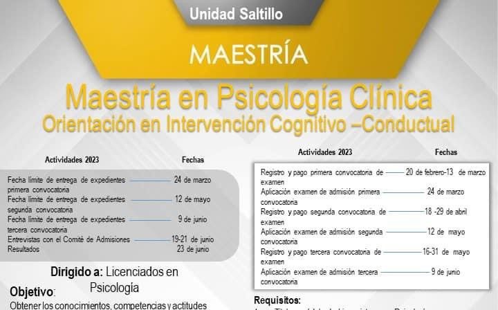 Ofrece UA de C la Maestría en Psicología Clínica con Orientación en Intervención Cognitivo-Conductual