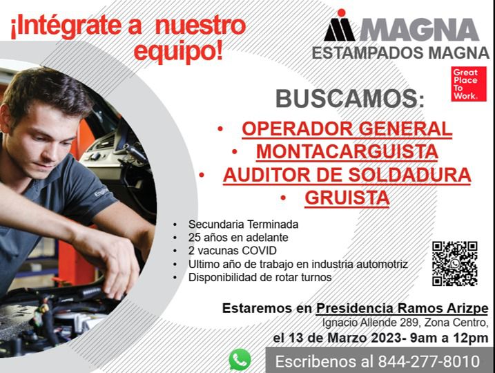 Reclutarán personal para Magna Estampados