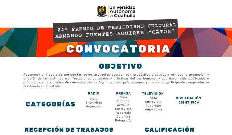 Abre UA de C del 5 abril al 12 de mayo su convocatoria para participar en la Edición 24 del Premio de Periodismo Cultural