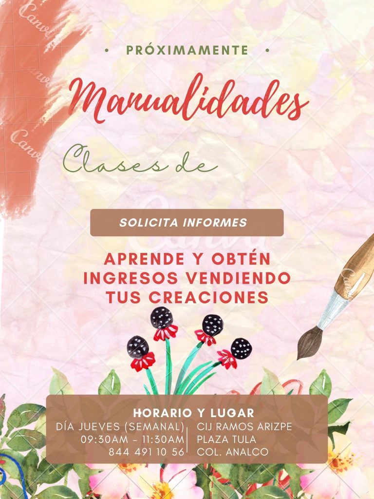 CIJ Ramos Arizpe te invita a participar sin costo en su taller de manualidades 