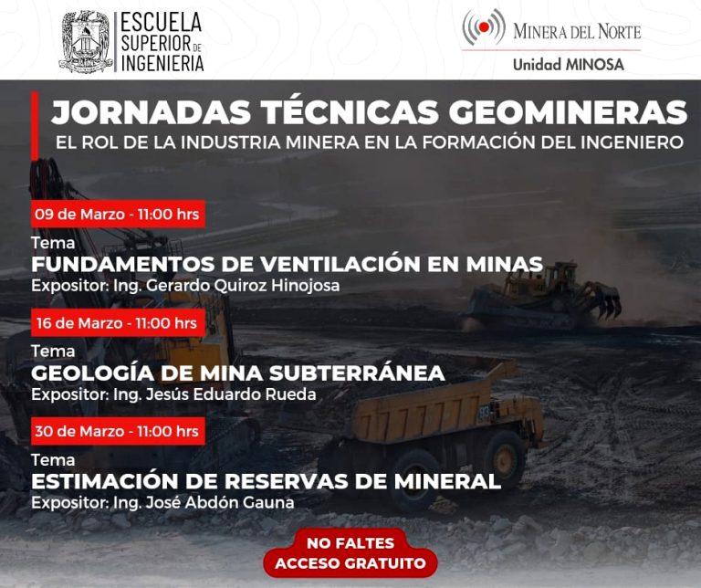 Convoca UA de C a la Jornada Técnicas Geomineras “El rol de la Industria Minera en la formación del Ingeniero”