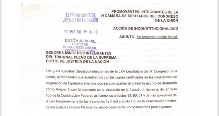 Diputados federales del PRI interpusieron acción de inconstitucionalidad contra el “Plan B”