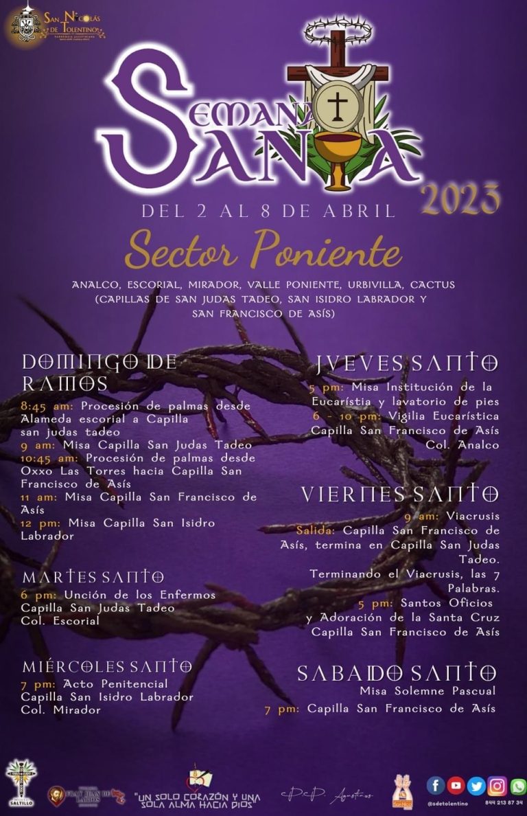 Listo programa de actividades en parroquia San Nicolás de Tolentino para la Semana Santa 