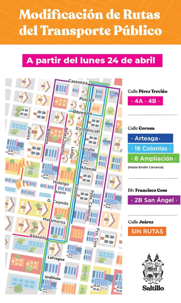 Modificarán 6 rutas su calle de acceso al Centro a partir del lunes 24 de abril