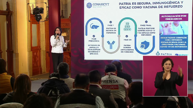 Conacyt anuncia que ya está lista la vacuna de refuerzo “Patria”