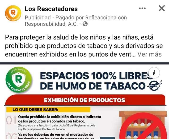 Exhibición pública a venta irresponsable de cigarros