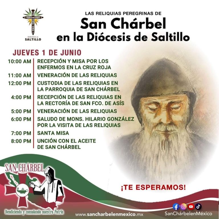 Llegarán a Saltillo reliquias peregrinas de San Charbel 