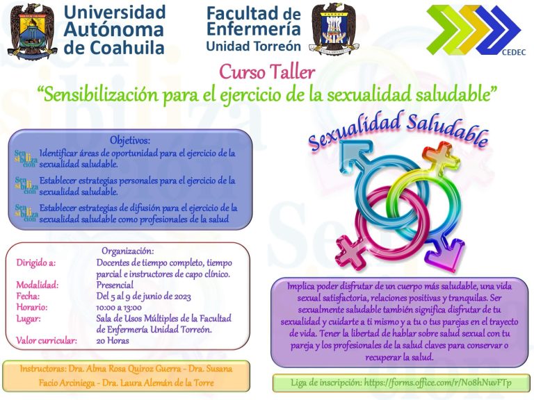 Impartirán en la UA de C el Curso-Taller “Sensibilización para el ejercicio de la sexualidad saludable”