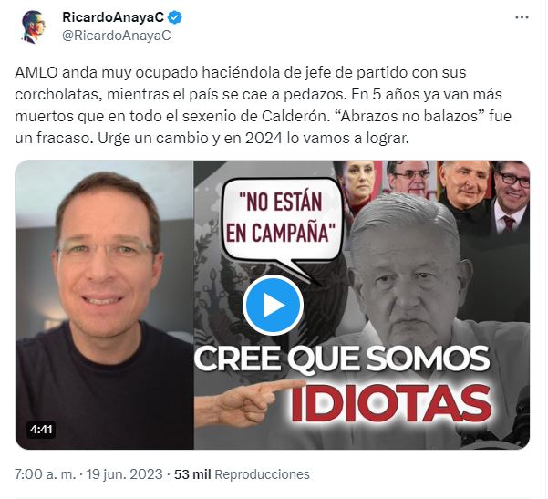 López Obrador anda muy ocupado siendo jefe de partido mientras el país se cae a pedazos: Ricardo Anaya